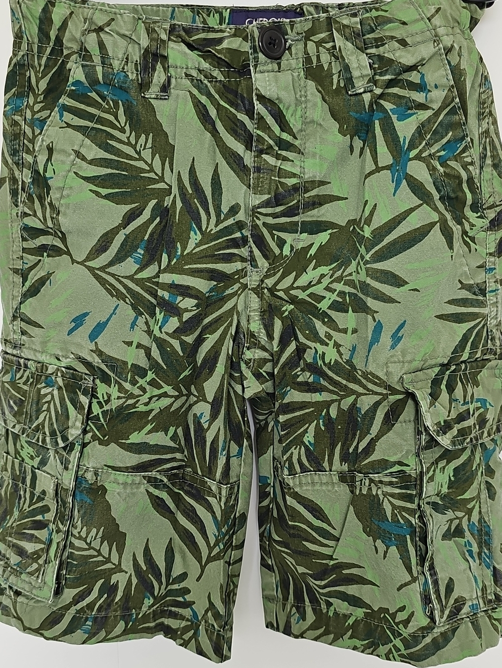 Cherokee Cargo Shorts - Green & Blue Tropical Print Boys Sz 8